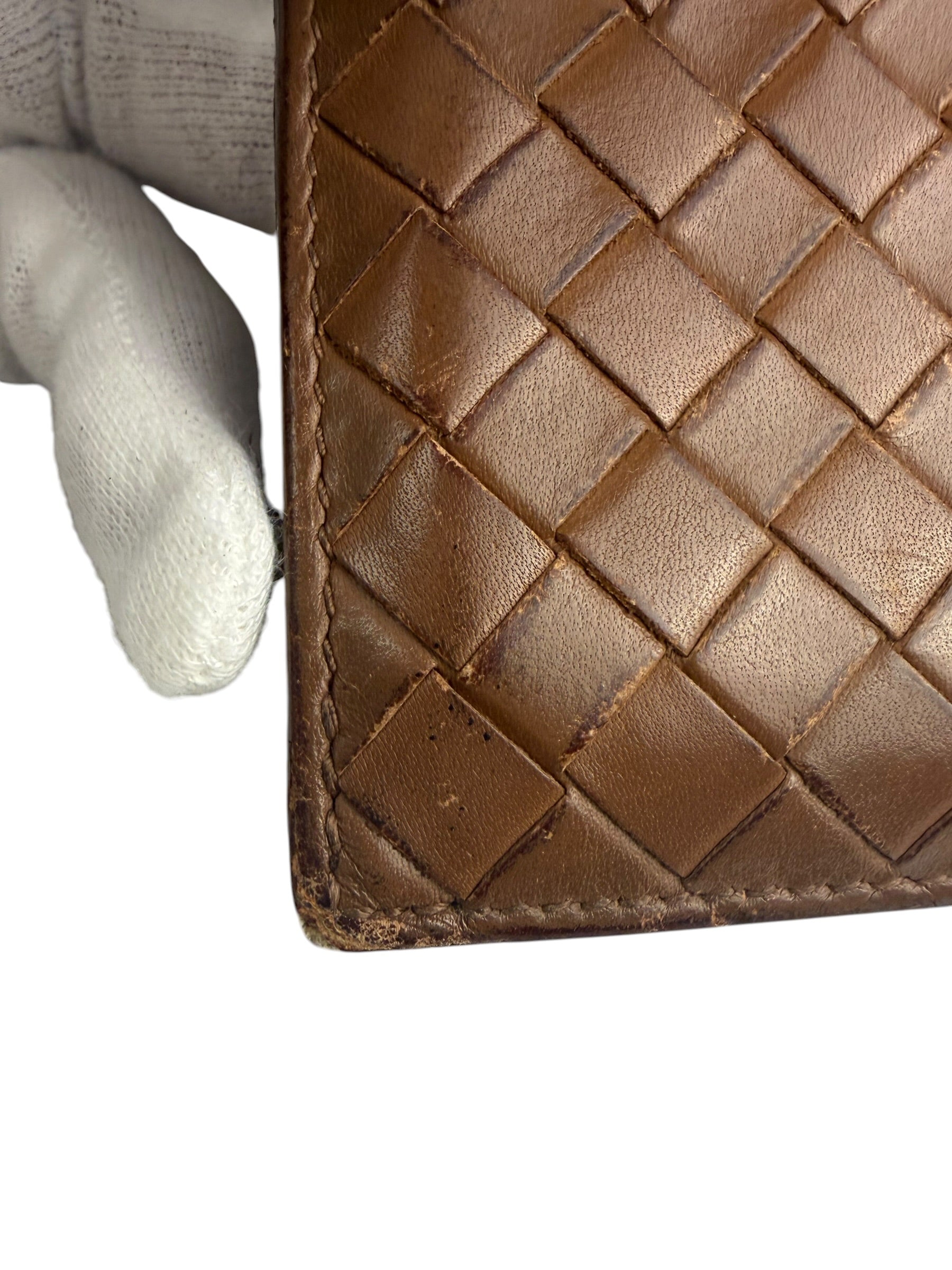 Bottega Veneta Brown Intercciato Bifold Wallet