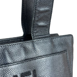 Chanel Vintage Black Leather Zip Shoulder Bag - 1998