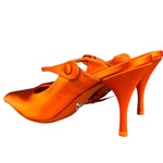 Prada Orange Satin Heel Mules