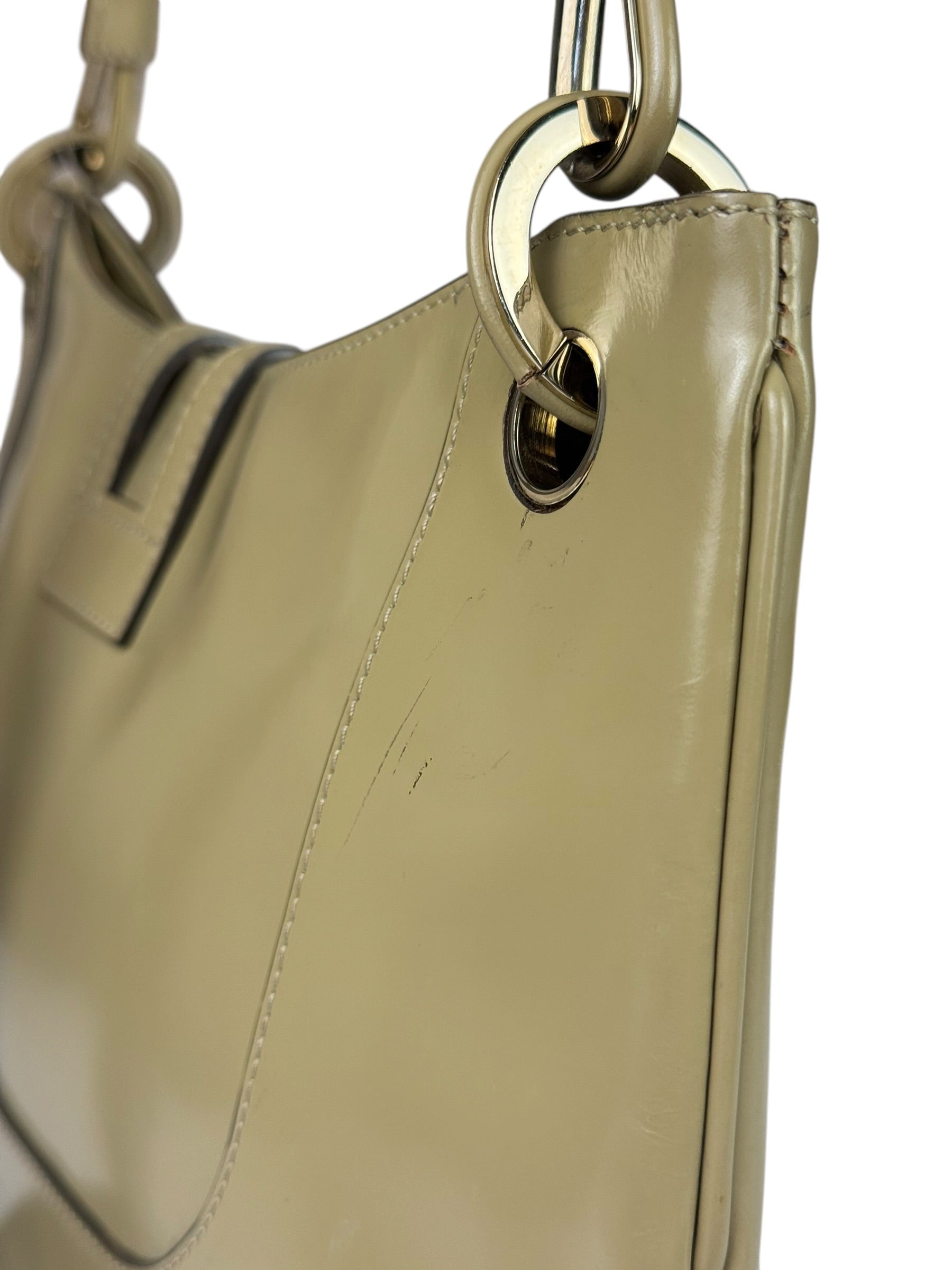 Gucci Vintage Beige Patent Leather Lady Lock Jackie Shoulder Bag
