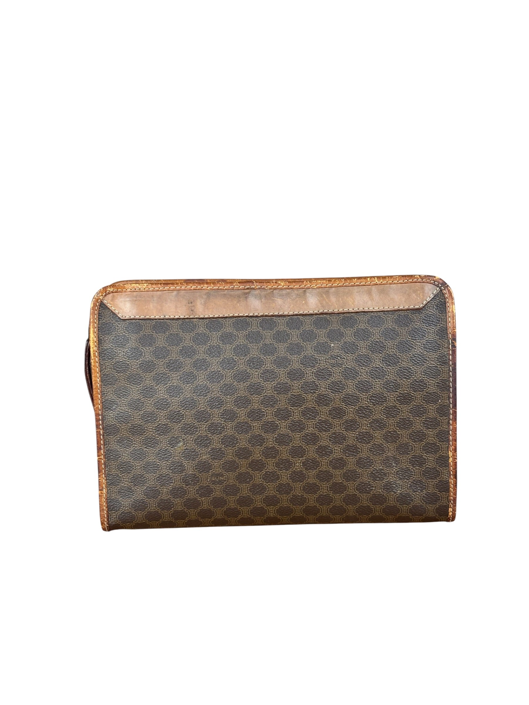 Celine Vintage Brown Leather Macadam Pouch