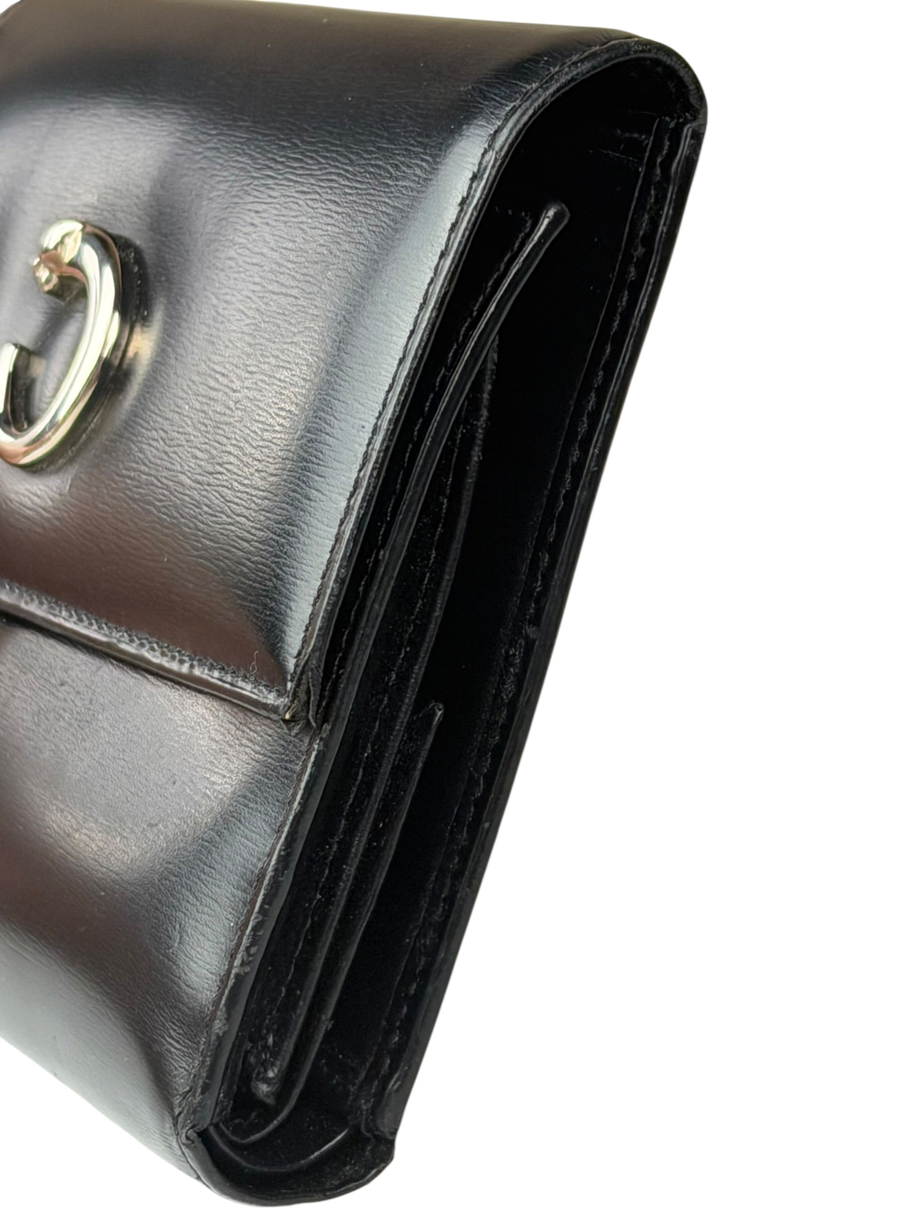 Cartier Black Leather Panther C Tri-Fold Wallet