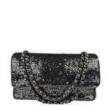 Chanel Silver Sequin East/West Flap Bag 2006