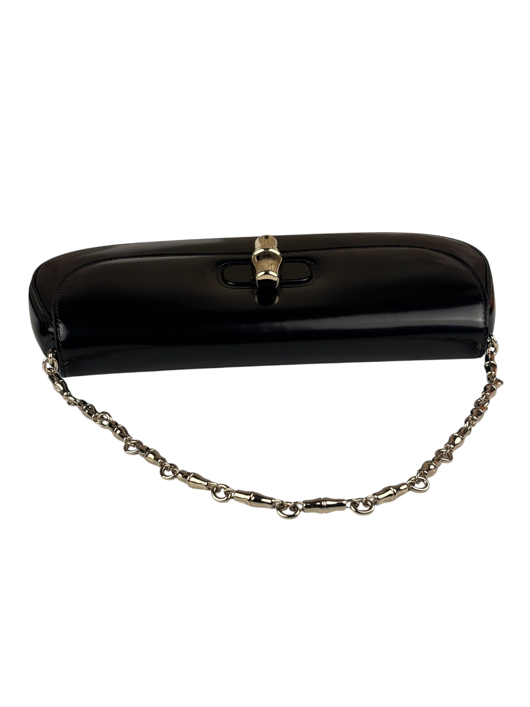Gucci Black Leather Bamboo Night Small Clutch/Pochette