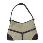 Gucci Brown/Beige Leather Trim Reins Canvas Web Hobo Bag
