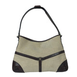 Gucci Brown/Beige Leather Trim Reins Canvas Web Hobo Bag