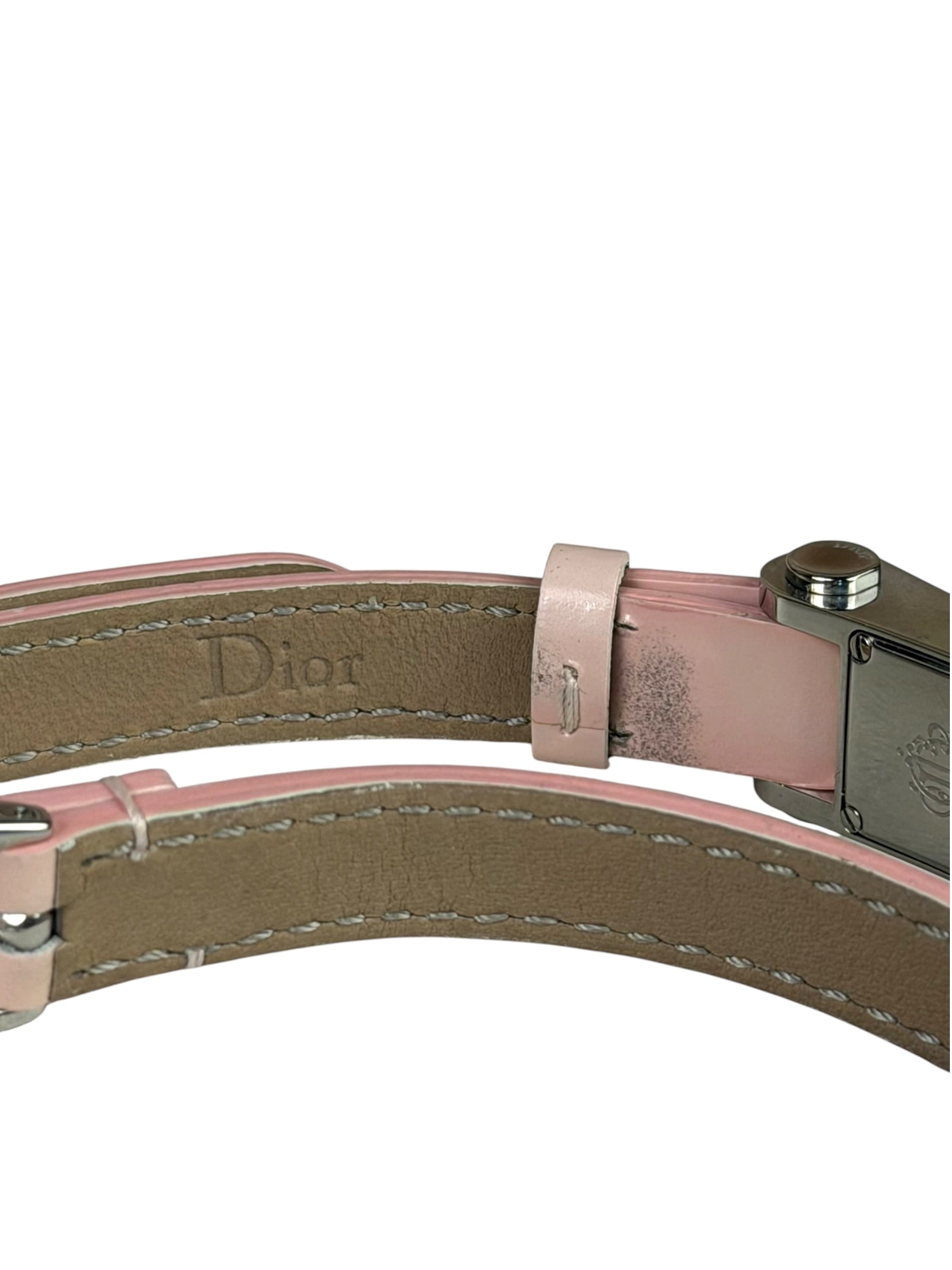 Dior D104 Pink Leather Double Strap Watch