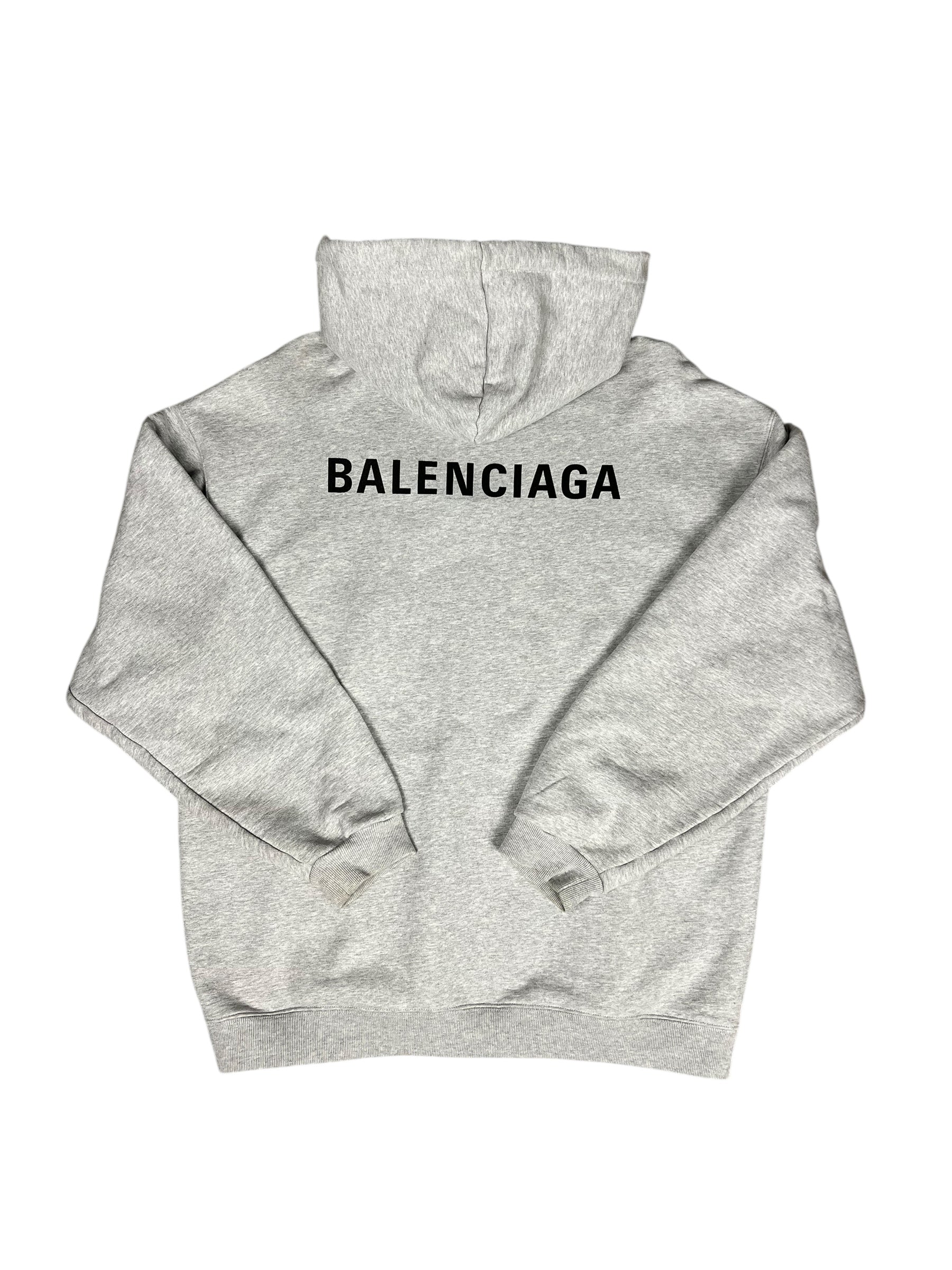 Balenciaga Logo Pullover Hoodie Grey