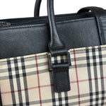 Burberry Vintage Leather Trim House Check Top Handle Bag