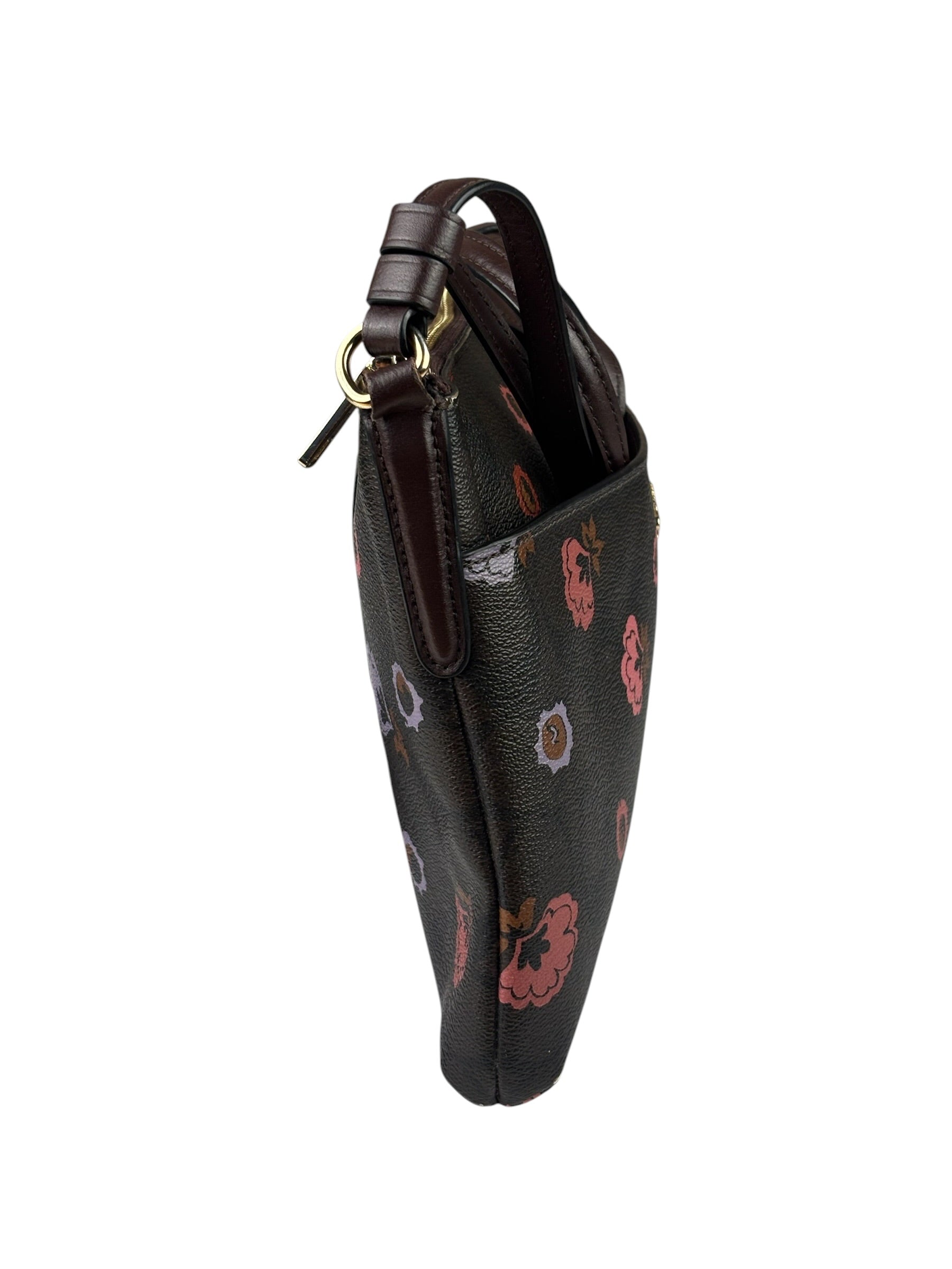 Coach Brown Leather Ranch Floral Crossbody Bag