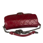Chanel Red Quilted Calfskin Glazed Medium Duo Flap Bag 2012