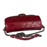 Chanel Red Quilted Calfskin Glazed Medium Duo Flap Bag 2012