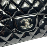 Chanel Black Quilted Patent Leather Double Flap Bag 2011