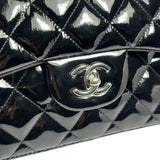 Chanel Black Quilted Patent Leather Double Flap Bag 2011