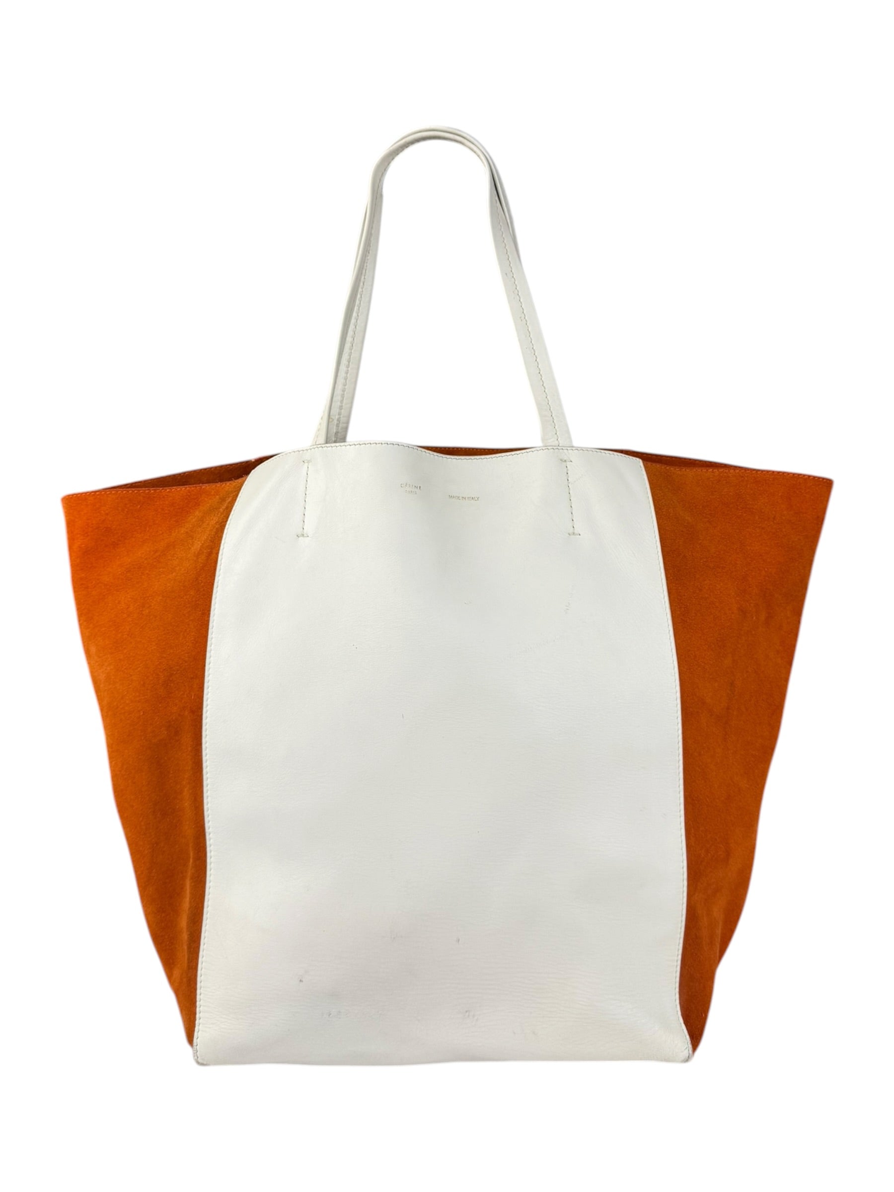 Celine Cabas Phantom Orange Suede Tote Bag