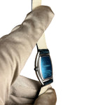 Seiko Quartz Rounded Rectangular Dial Navy Croc Strap