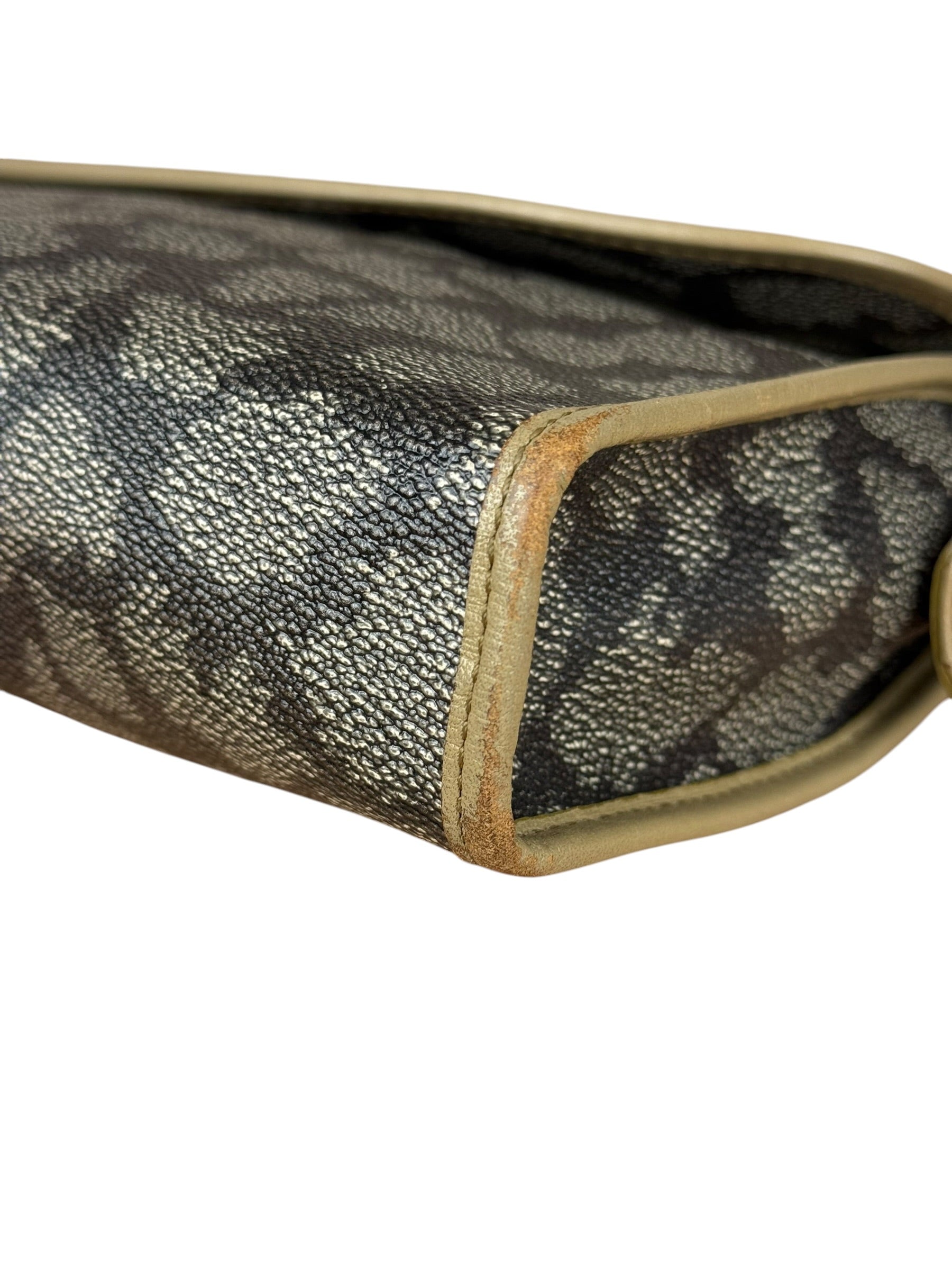 Yves Saint Lauren Vintage Gray Giraffe Printed Leather Clutch