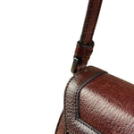 Prada Enameled Metal Triangle Brown Shoulder Bag