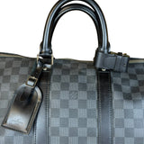 Louis Vuitton Canvas Damier Graphite Keepall Bandouliere Hand Bag