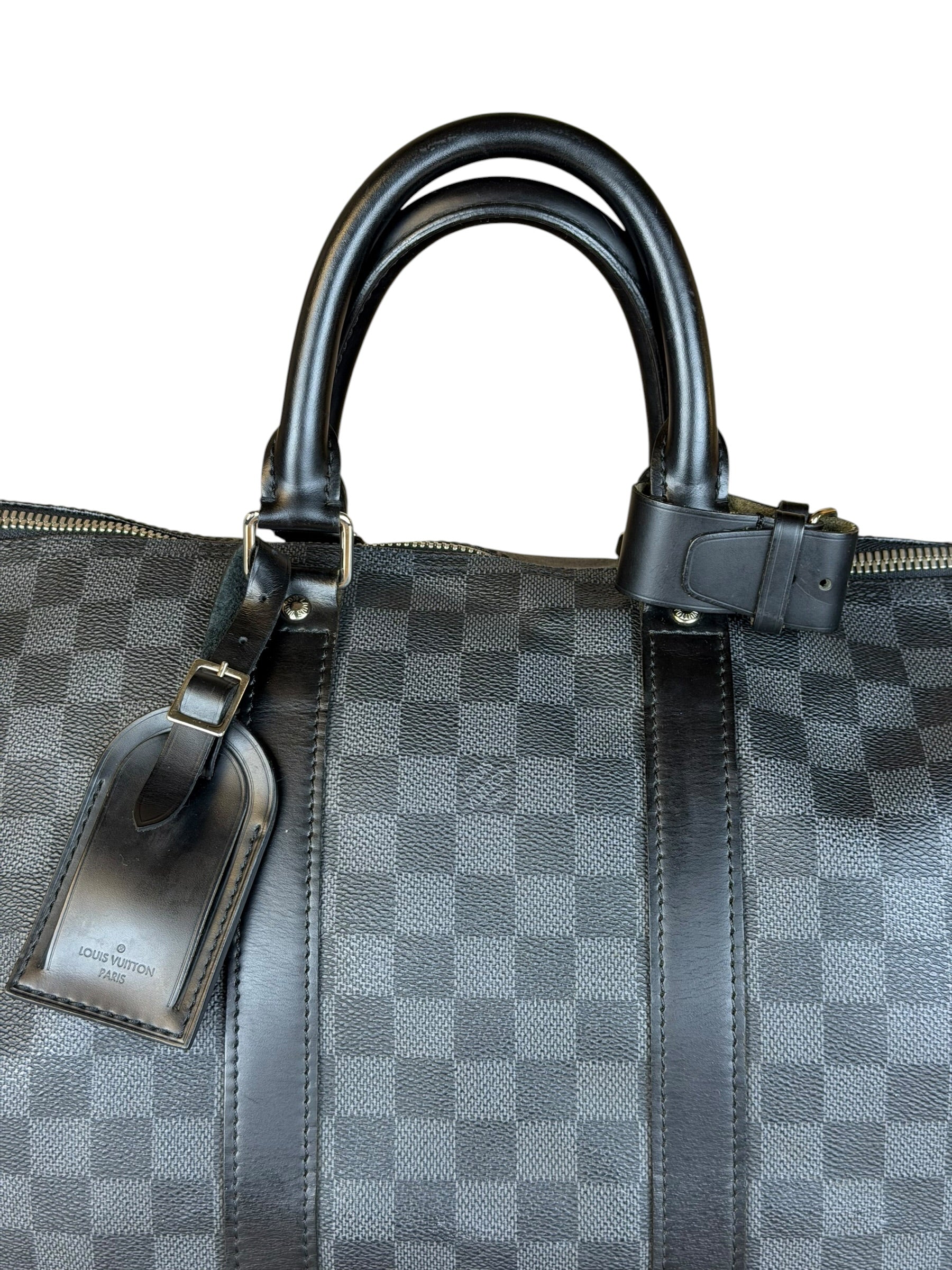 Louis Vuitton Canvas Damier Graphite Keepall Bandouliere Hand Bag