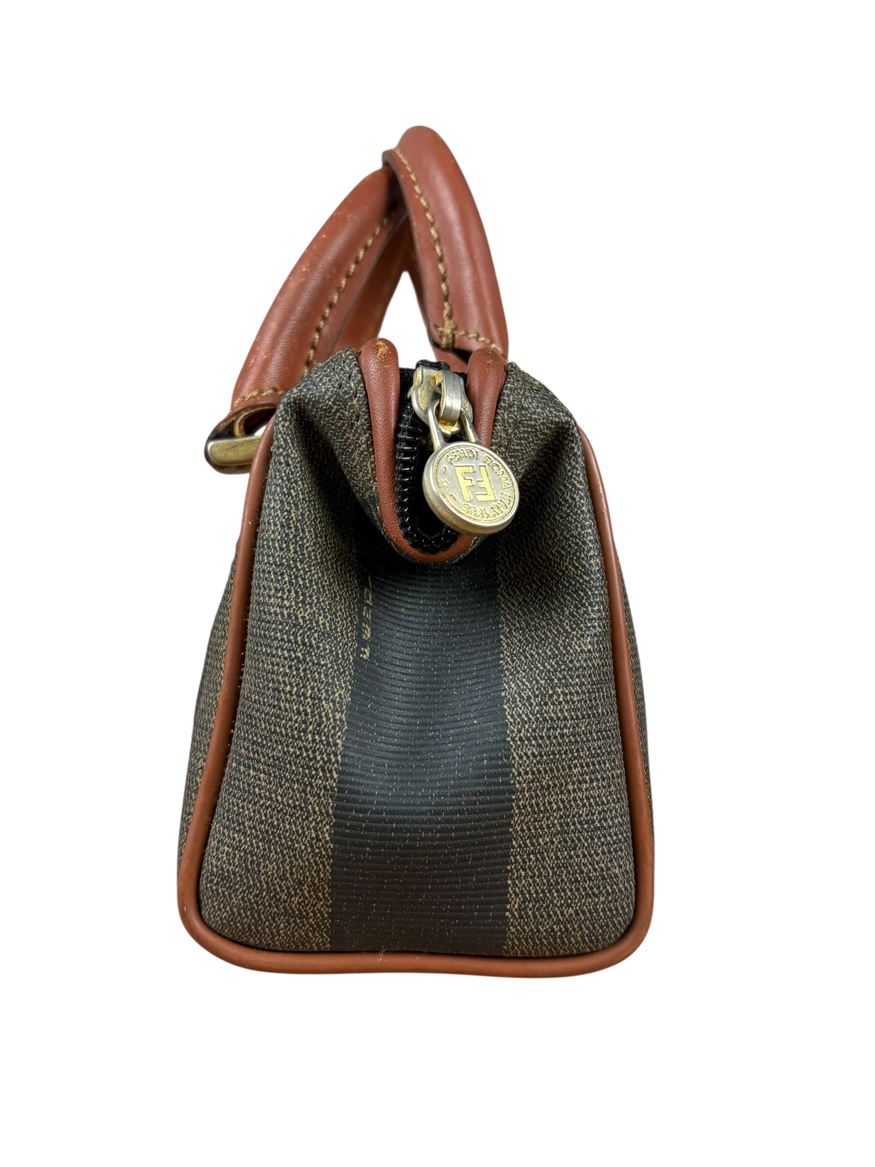 Fendi Vintage Pequin Striped Nano Top Handle Bag