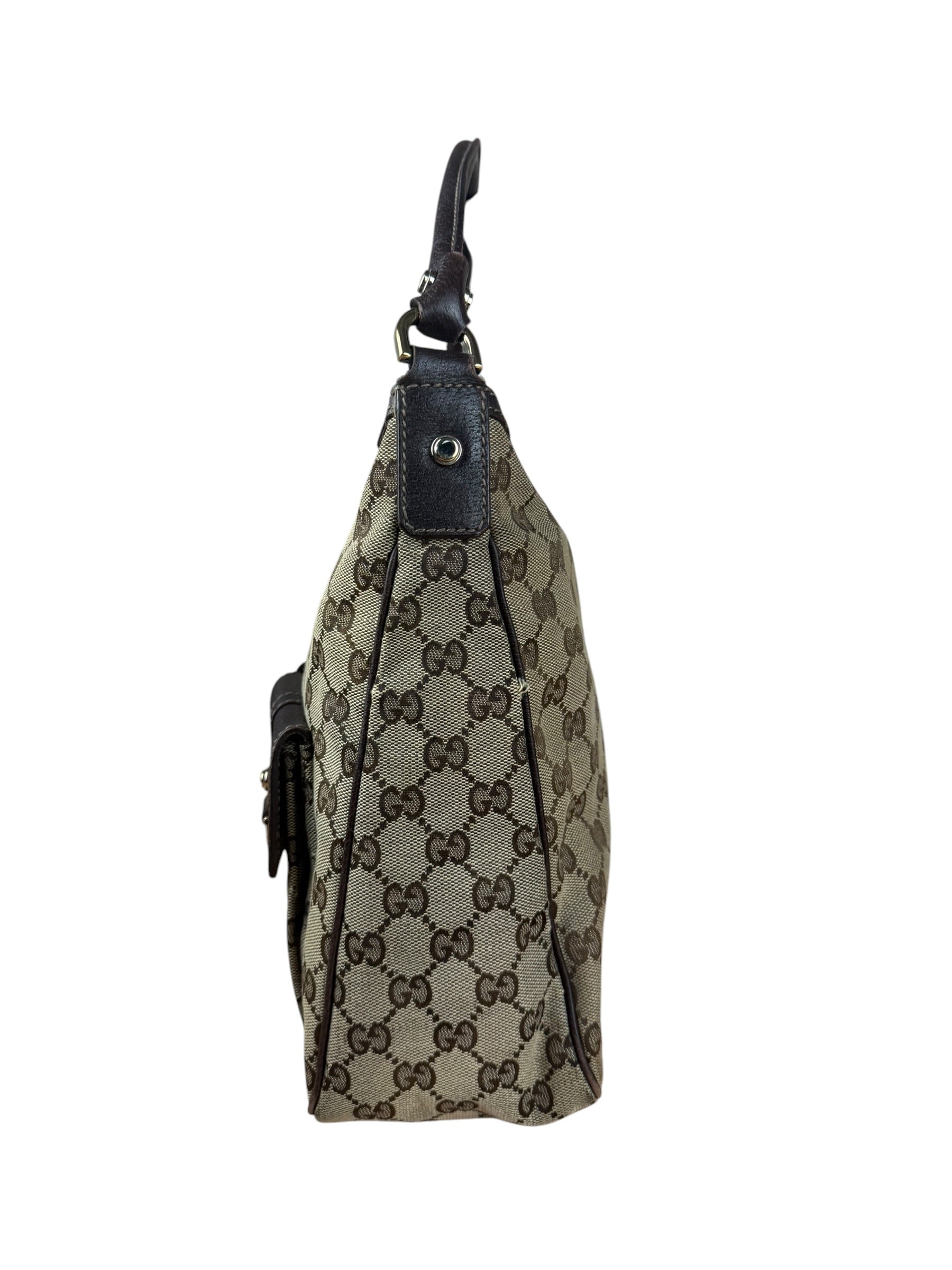 Gucci Vintage Brown Canvas GG Shoulder Bag