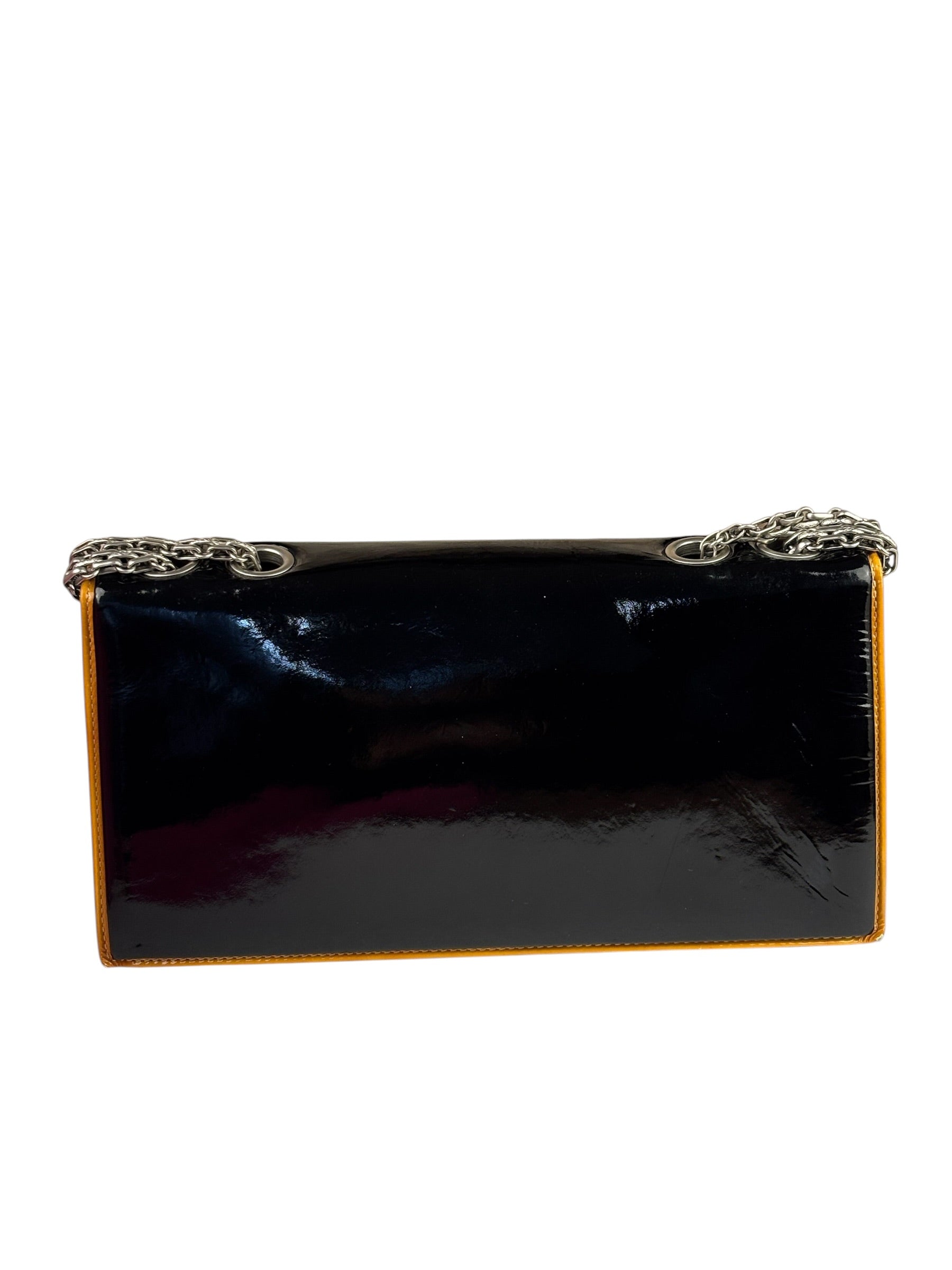 Chanel Black Patent Orange Trim 2.55 Flap 2009