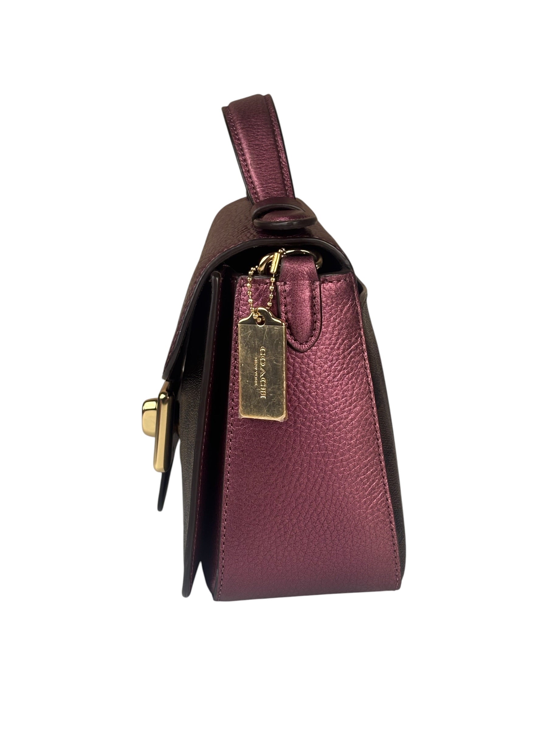 Coach Metallic Berry Leather Signature Cassidy Two-Way Bag