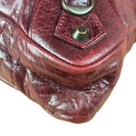 Balenciaga Vintage Burgundy Leather Moto City Two-Way Bag