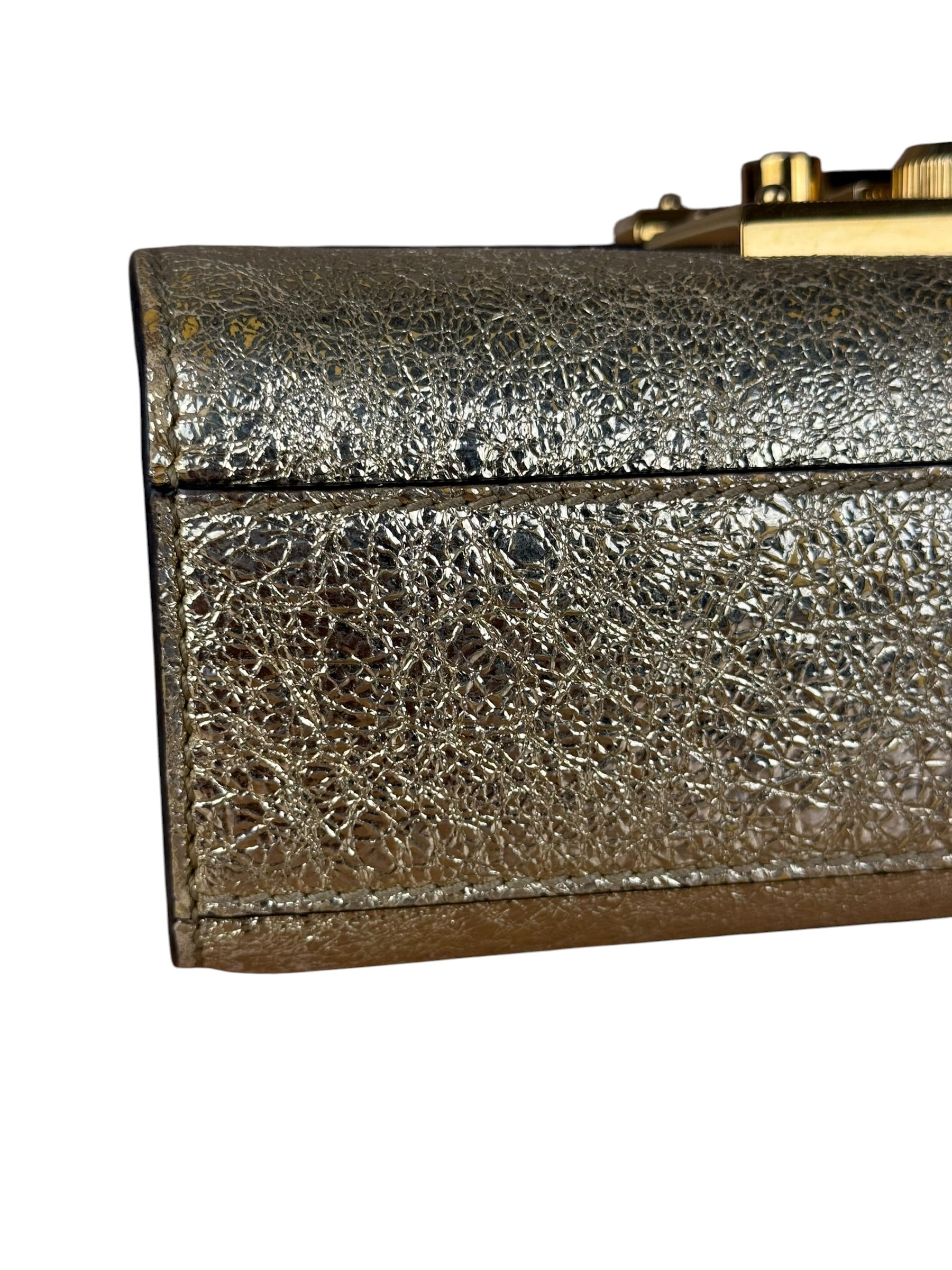 Gucci Gold Metallic Padlock Small Chain Shoulder Bag