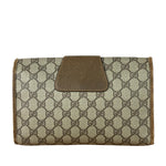 Gucci Brown Leather Trim GG Accessory Collection Clutch