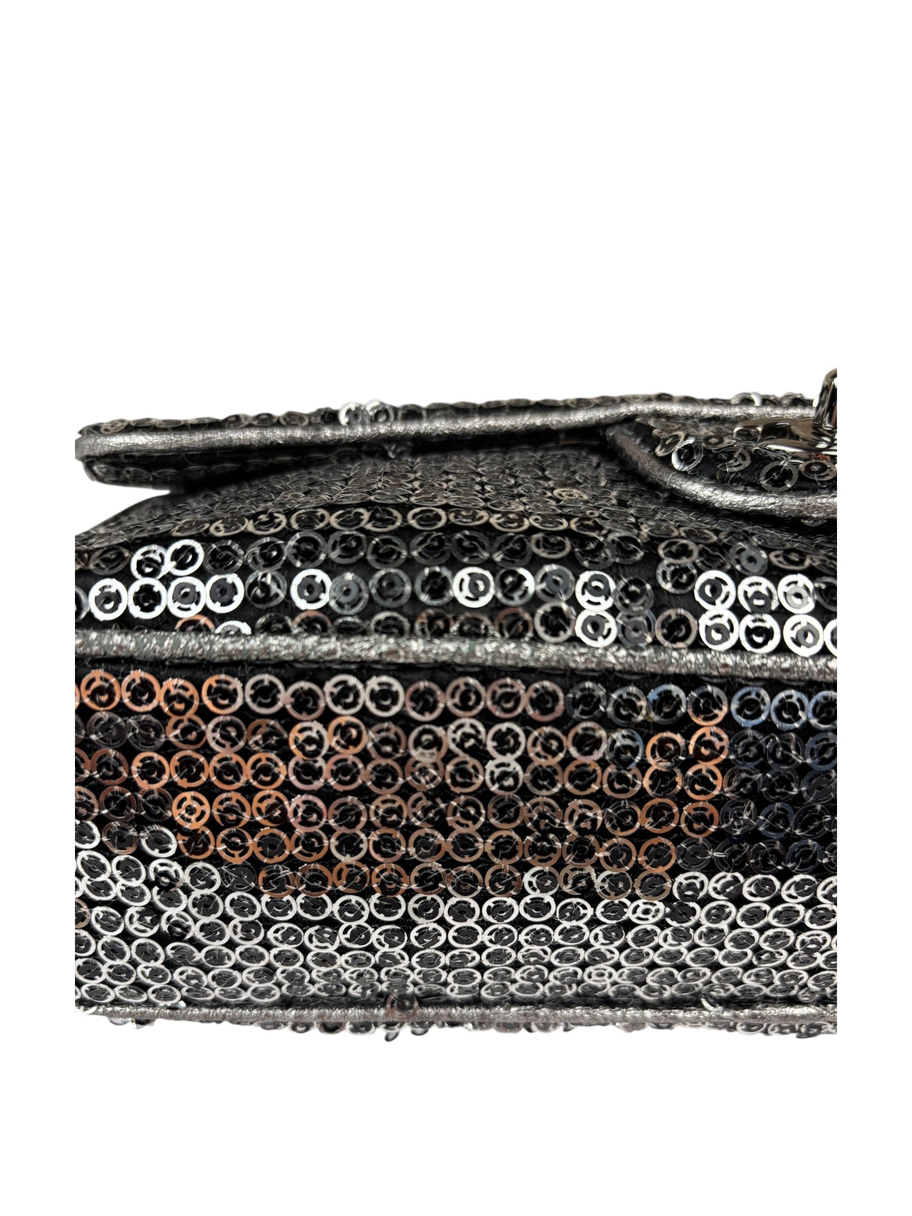 Chanel Silver Sequin East/West Flap Bag 2006