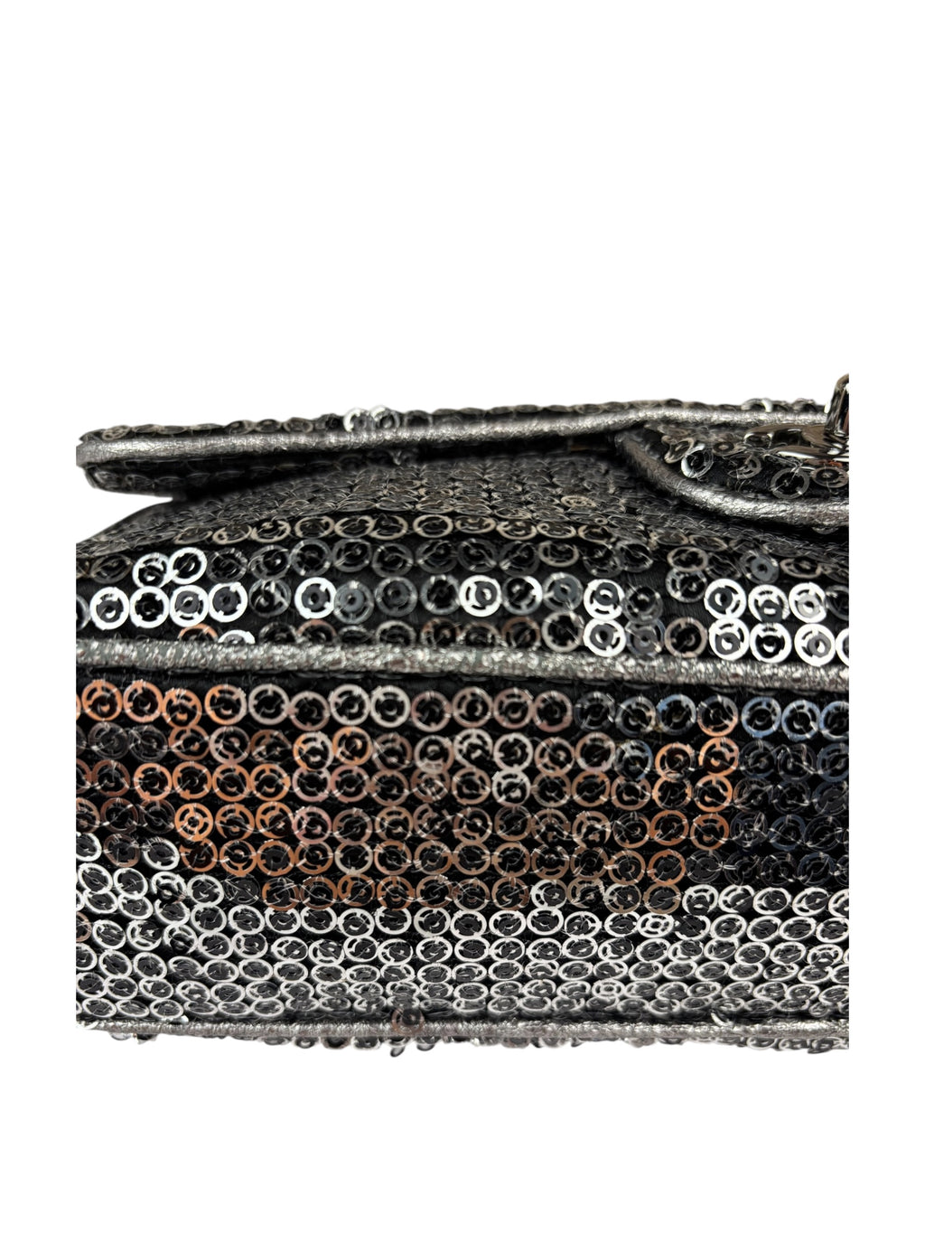 Chanel Silver Sequin East/West Flap Bag 2006