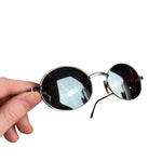 Chanel Vintage CC Circular Silver Frame Sunglasses