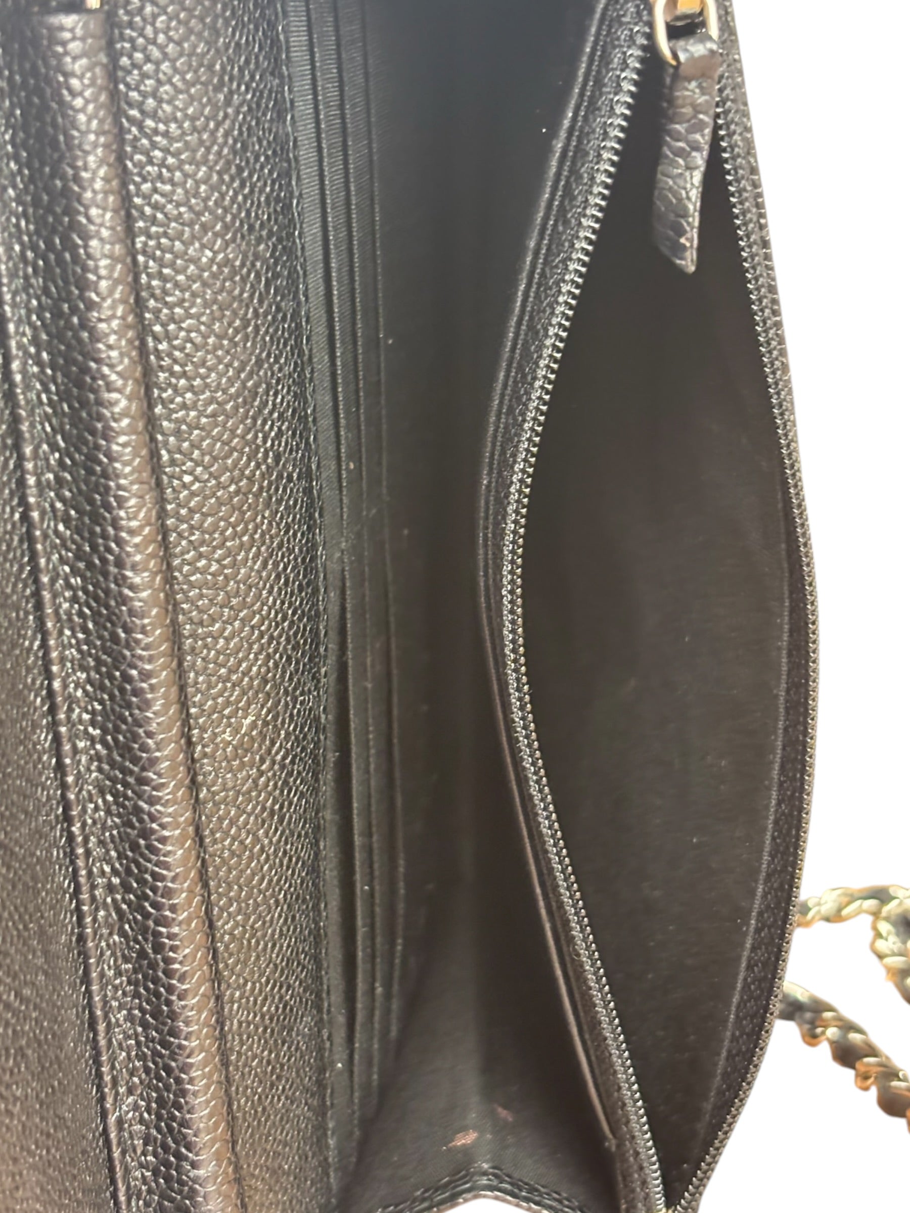 Chanel Caviar Chevron Quilted Wallet On Chain 2017