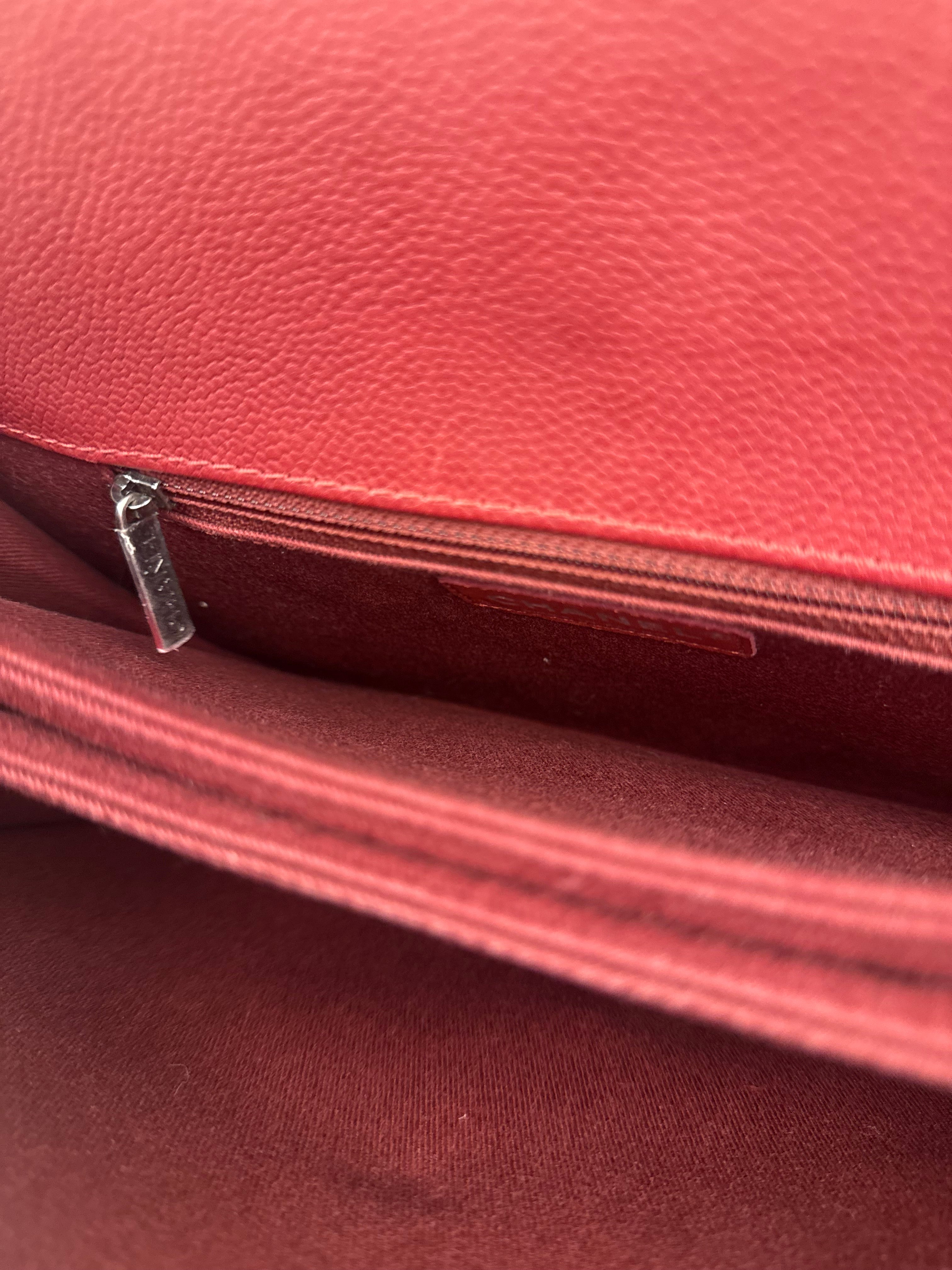 Chanel Red Caviar Leather Maxi Chain Flap Bag 2014