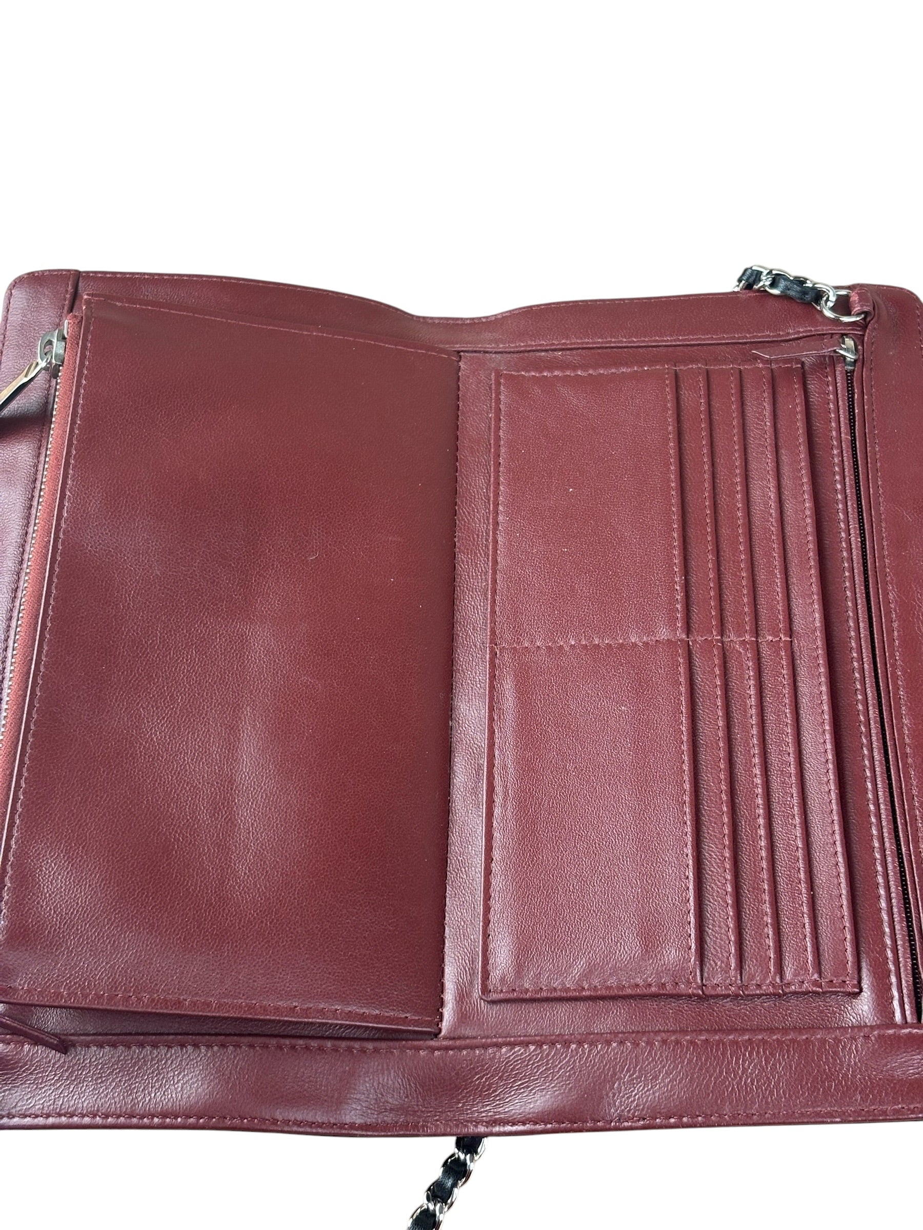 Chanel Black/Burgundy Chain Wallet Shoulder Bag 2010