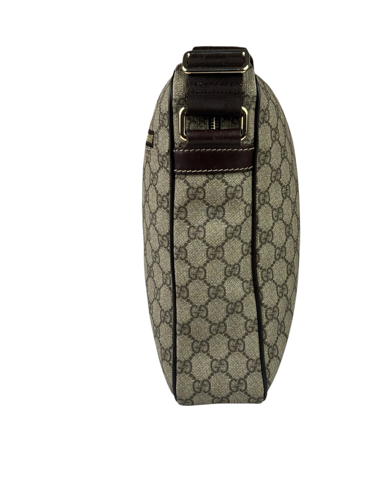 Gucci Brown Leather Trim Supreme Crossbody Bag