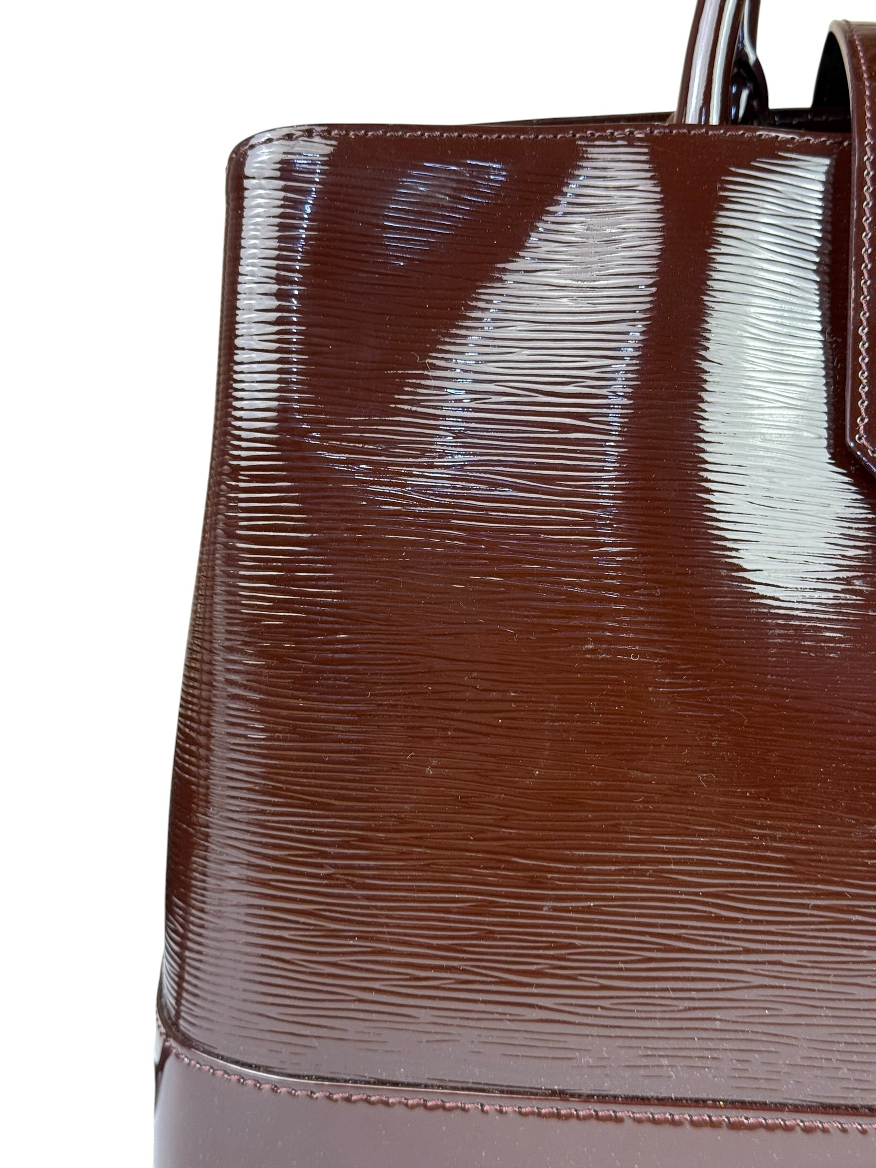 Louis Vuitton Burgundy Epi Patent Leather Electric Mirabeau Handbag MM