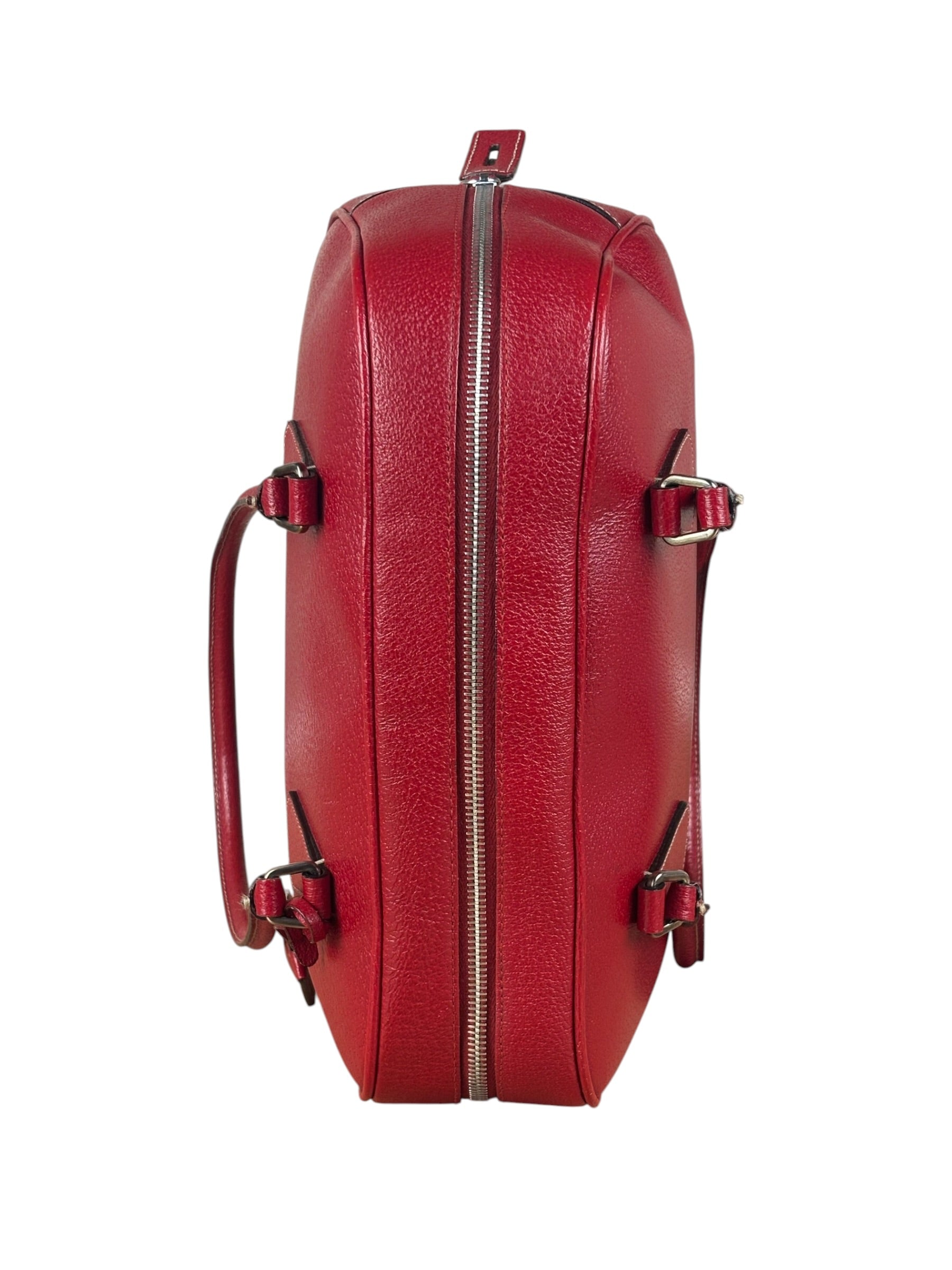 Prada Red Leather Bowling Shoulder Bag