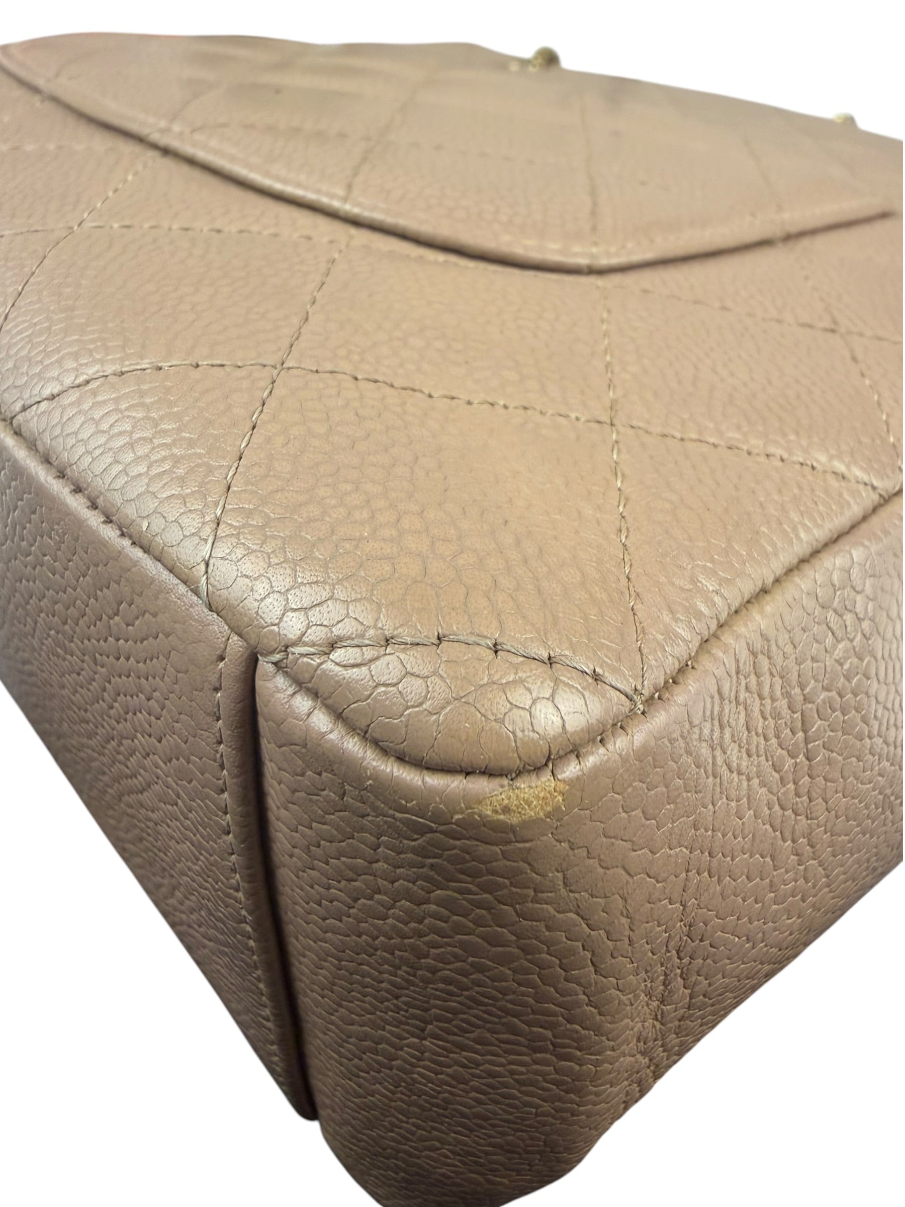 Chanel Beige Quilted Caviar Petite Shopping Tote 2004