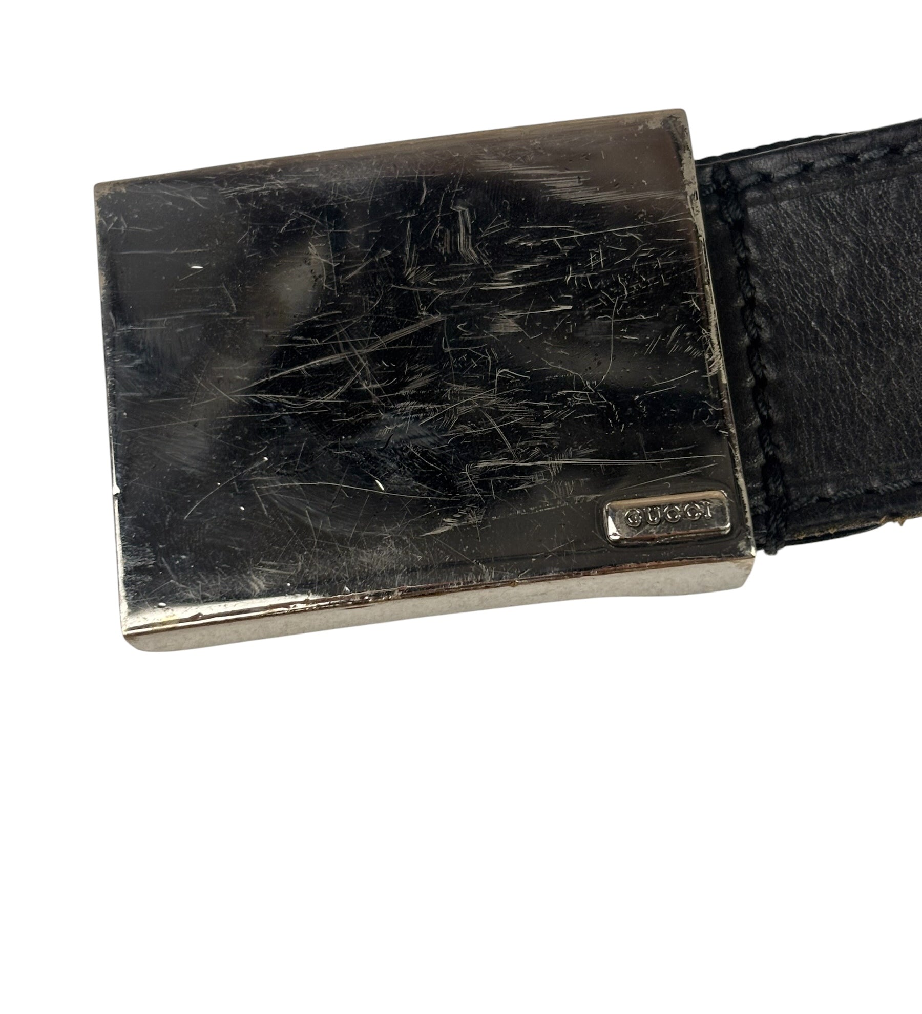 Gucci Silver-Toned Leather Belt