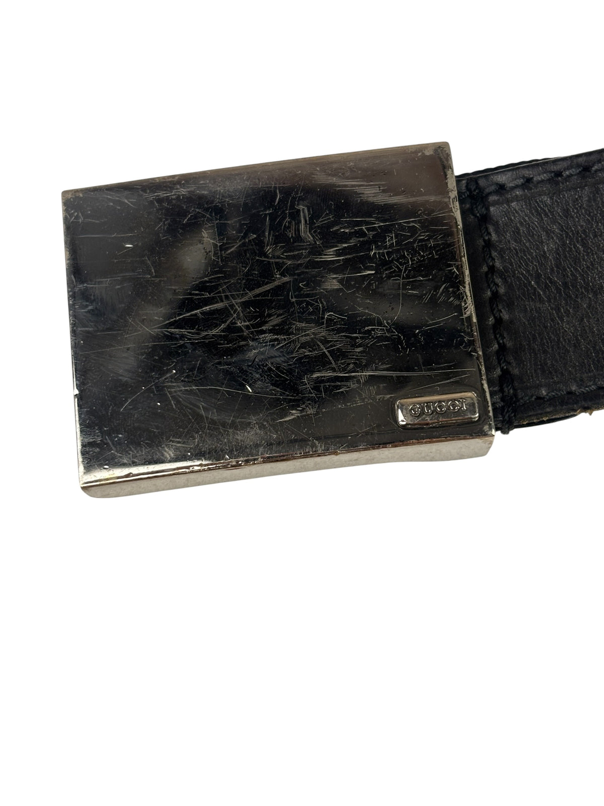 Gucci Silver-Toned Leather Belt