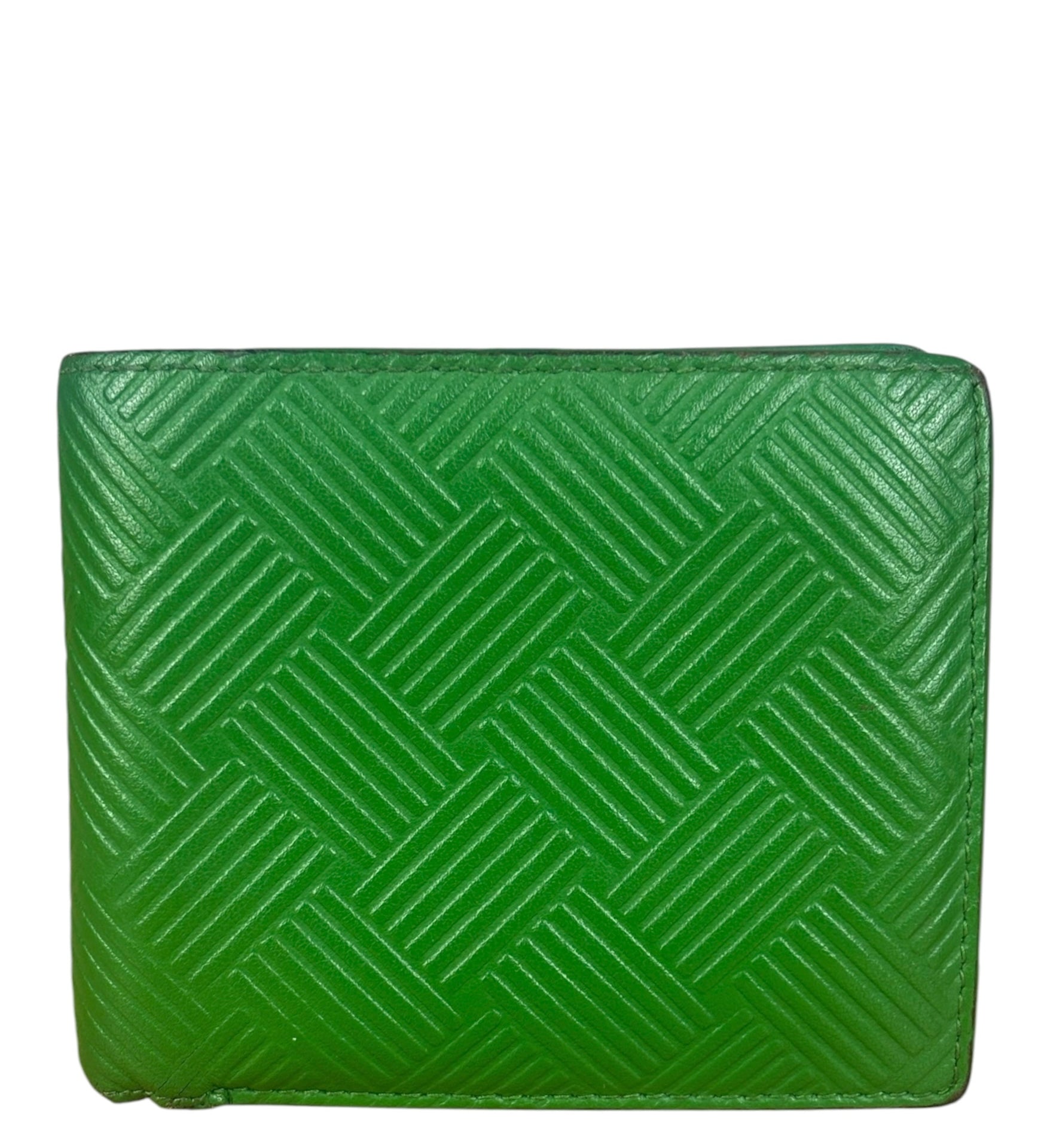 Bottega Veneta Green Embossed Leather Bifold Wallet