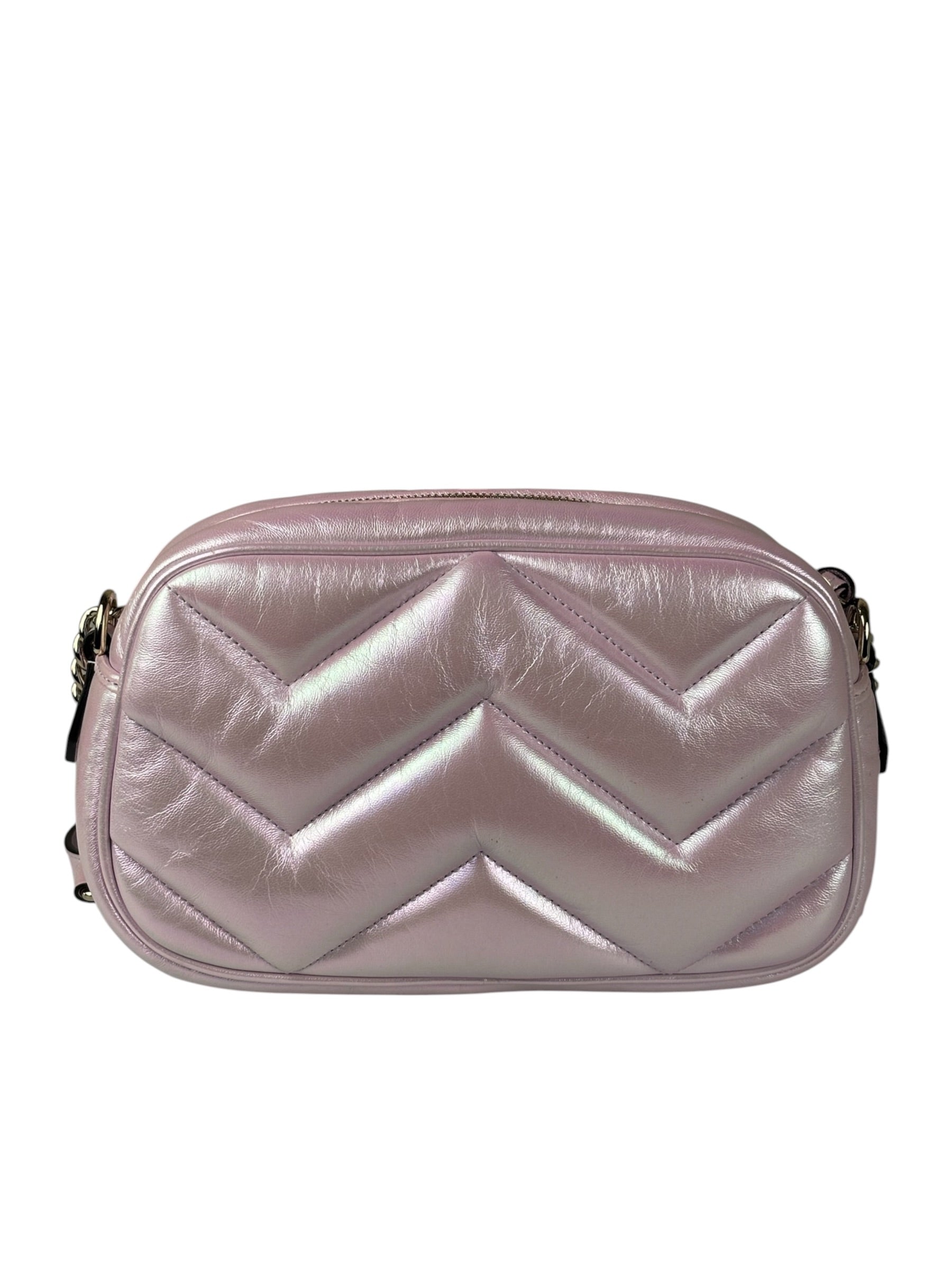 Gucci Iridescent Pink Nappa Chevron Small GG