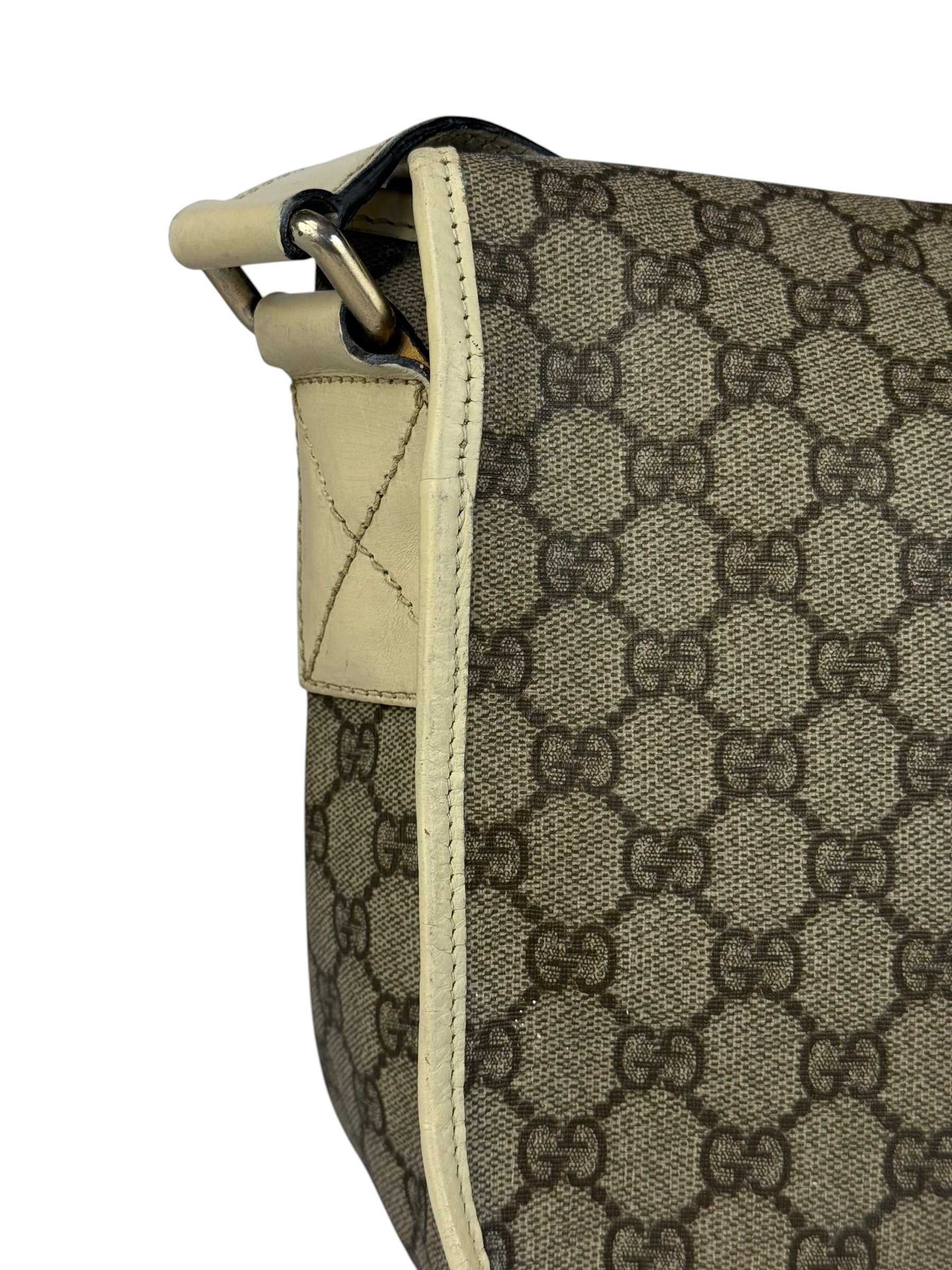 Gucci GG Leather Lined Flap Messenger Bag