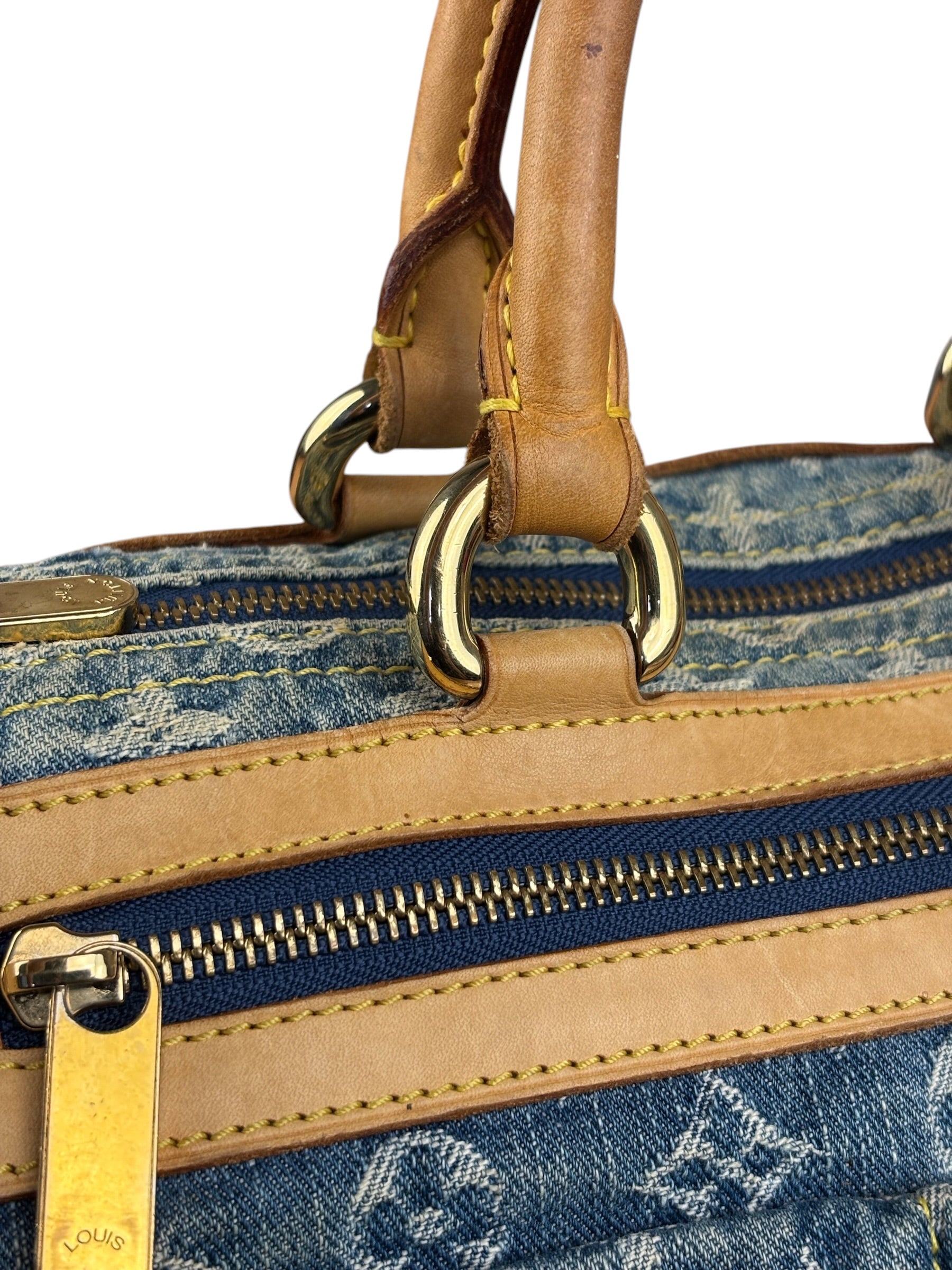 Louis Vuitton Vintage Denim Leather Trim Monogram Neo Speedy 30