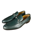 Gucci Green Leather Jordaan Horsebit Loafers