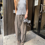 Pleats Please Grey Printed Tank Top