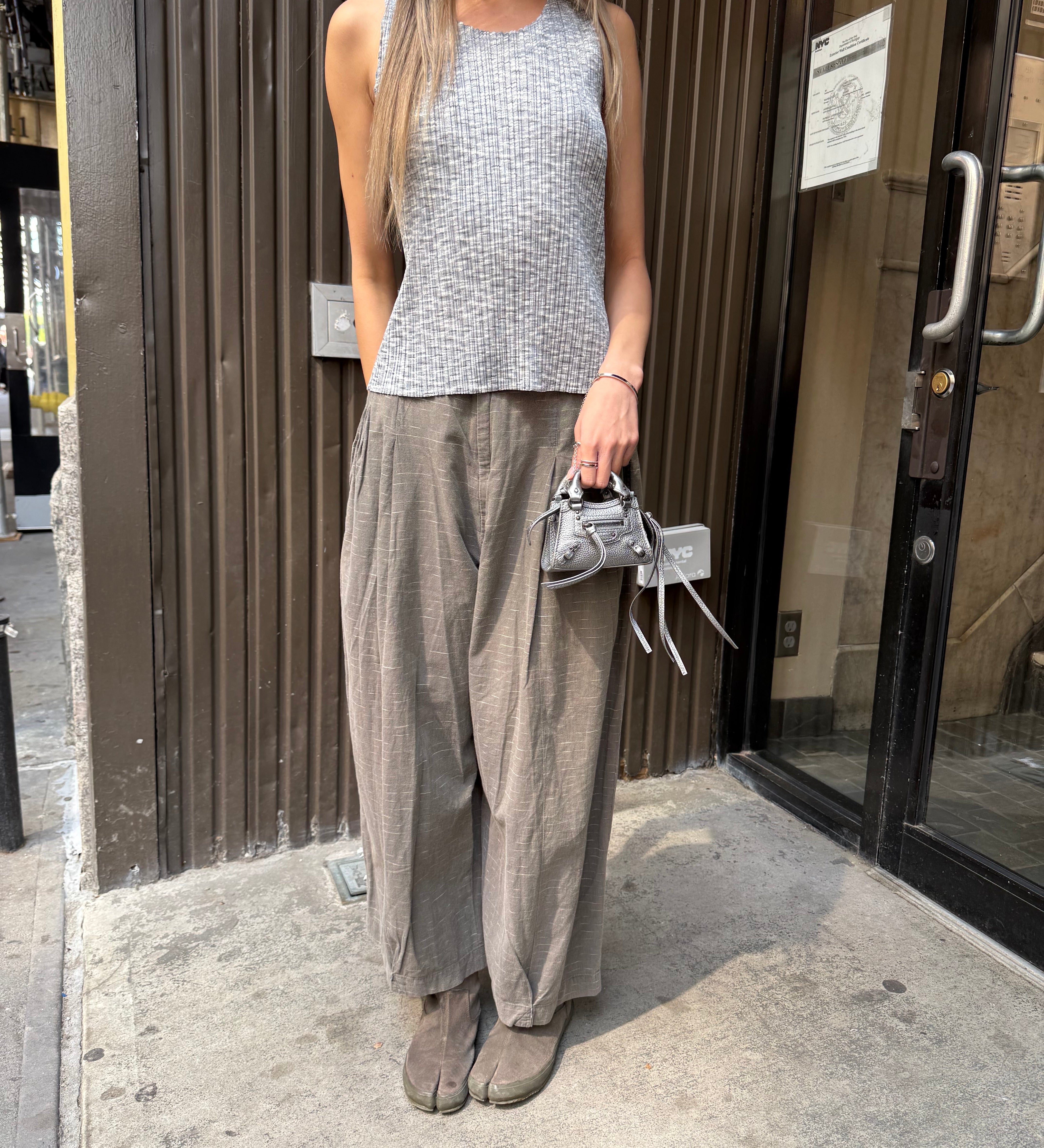 Pleats Please Grey Printed Tank Top